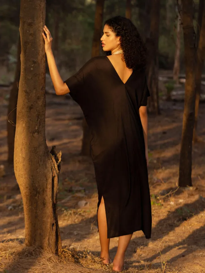 Maya Black Kaftan Dress