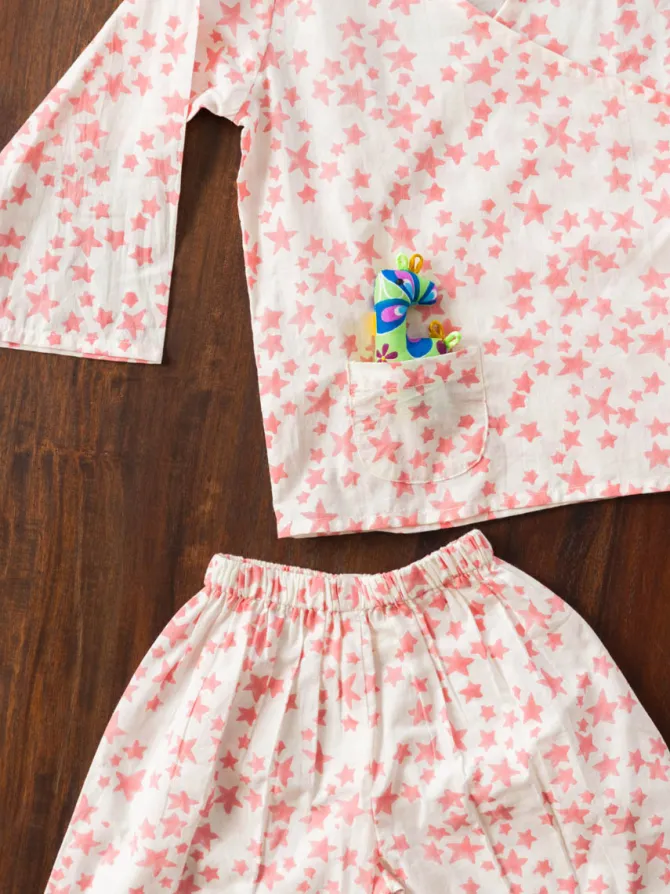 Milky Way Organic Cotton Block Printed Angrakha Set