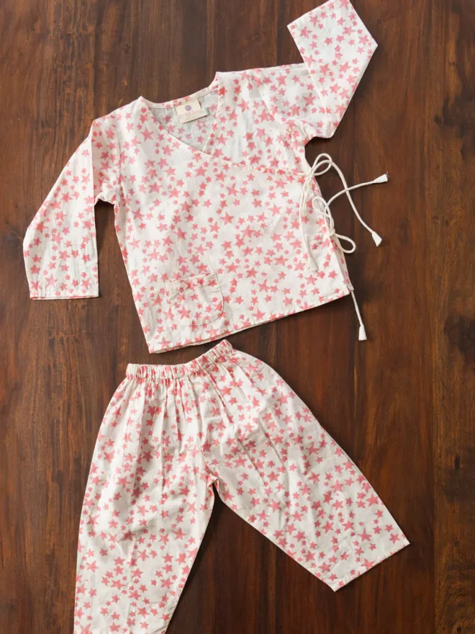 Milky Way Organic Cotton Block Printed Angrakha Set