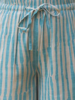 Mint Turquoise Stripes Straight Fit Pants
