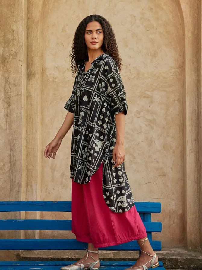 Mosaic Oversized Long Shirt