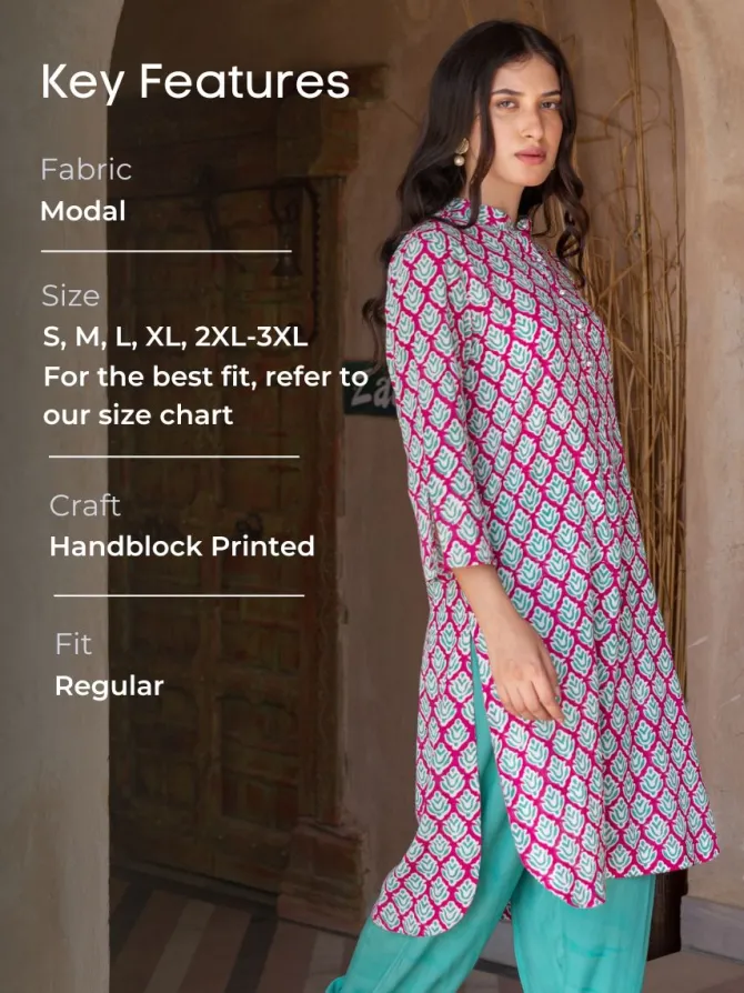 Mrida Block Printed Cotton Kurta