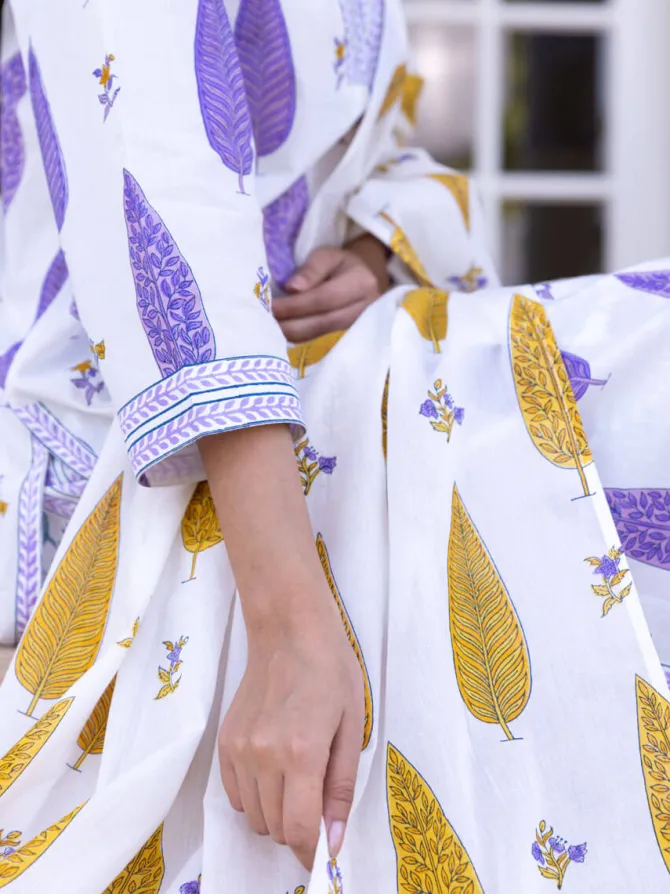 Mustard Cypress Hand Block Printed Cotton Dupatta