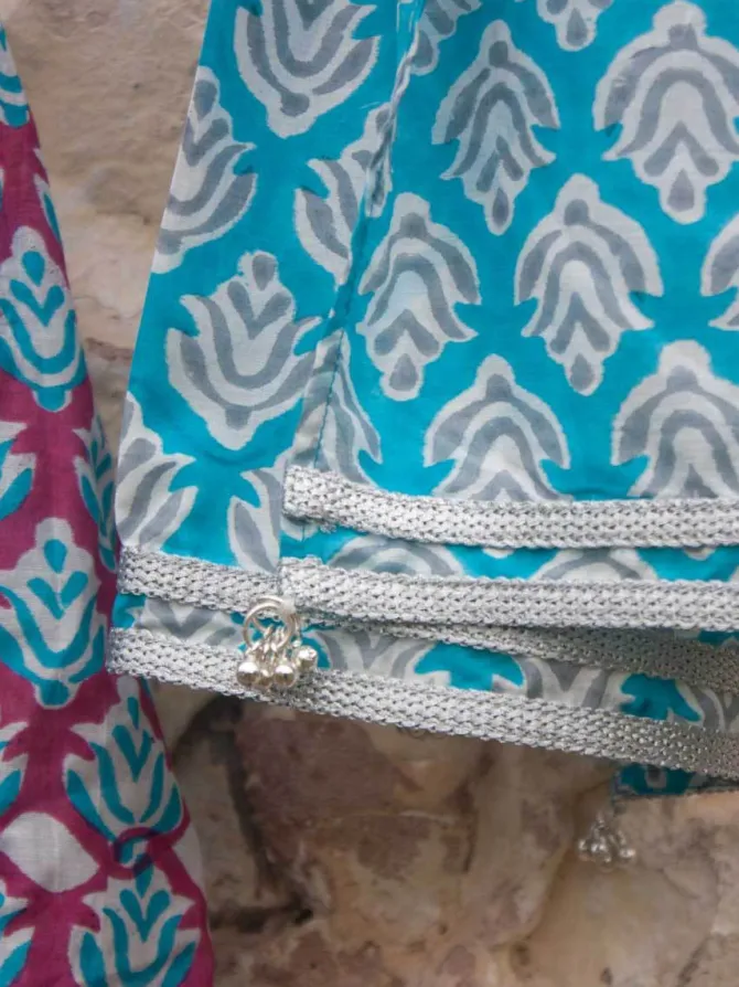 Naaz Block Printed Cotton Silk Lehanga Set of 4