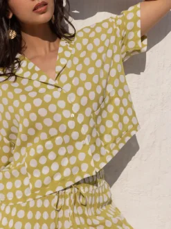 Natasha Green Polka Modal Shirt Top