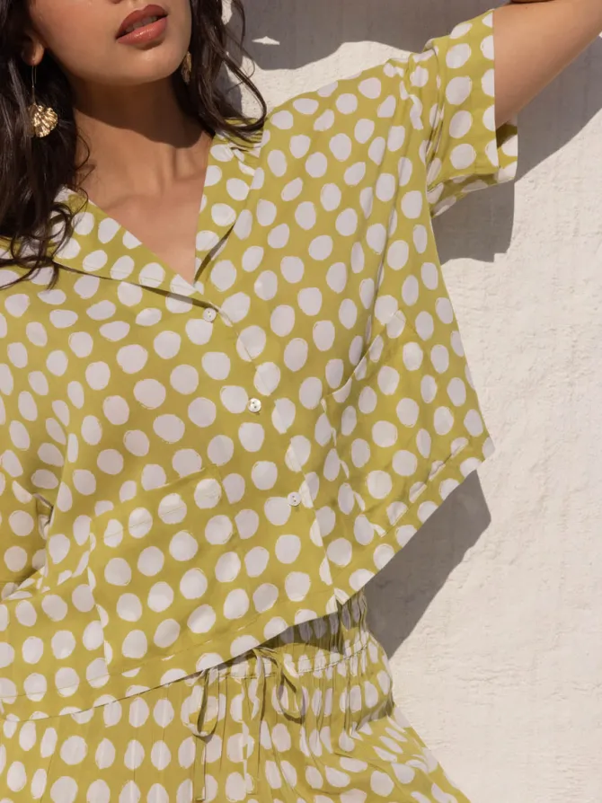 Natasha Green Polka Modal Shirt Top