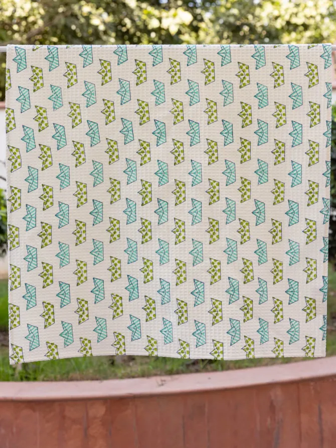 Nautical Hand Block Printed Cotton Bath Towel