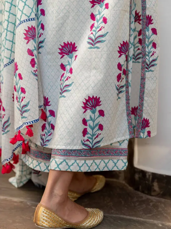 Nazm Block Printed Cotton Dupatta
