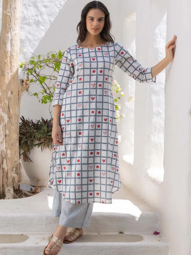 Nora Hand Block Cotton Kurta