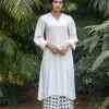 Olivia Solid White Long Kurta