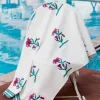 Onam Floral Block Printed Waffle Bath Towel