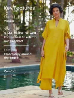 One Day Solid Yellow Kaftan Kurta