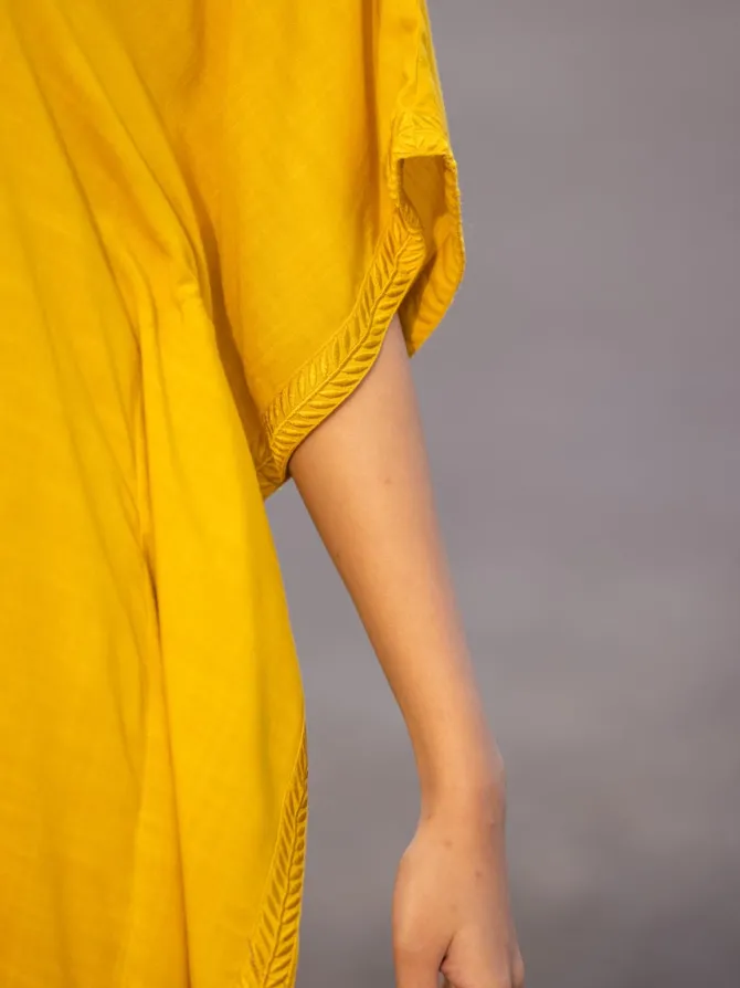 One Day Solid Yellow Kaftan Kurta