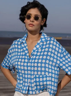 Pacific Blue Polka Modal Shirt Top