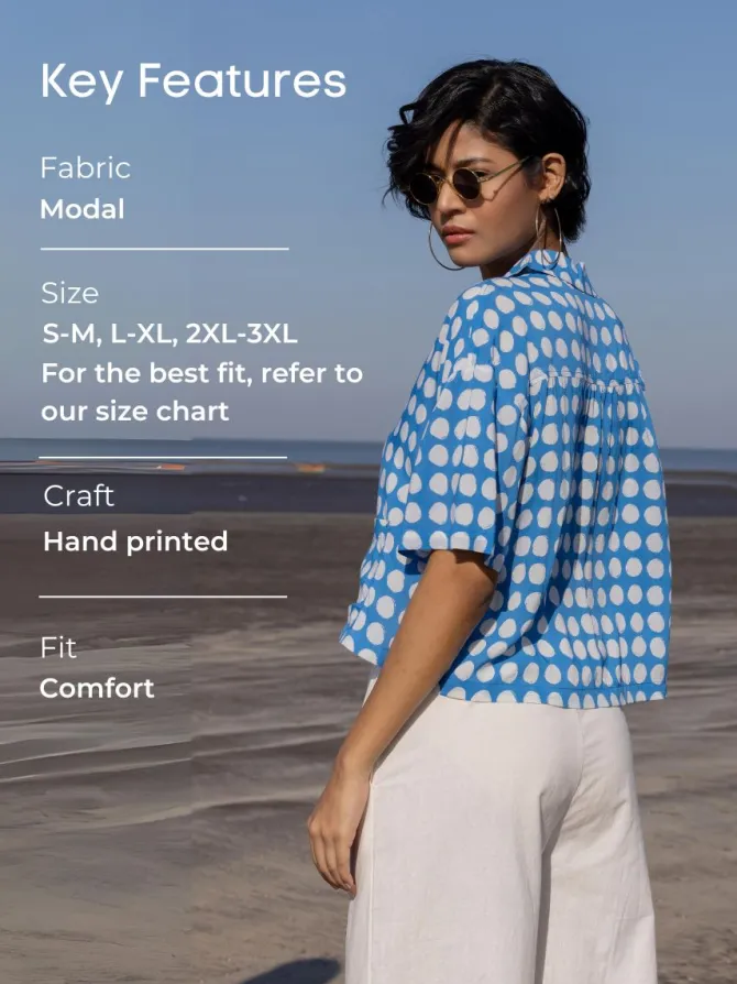 Pacific Blue Polka Modal Shirt Top