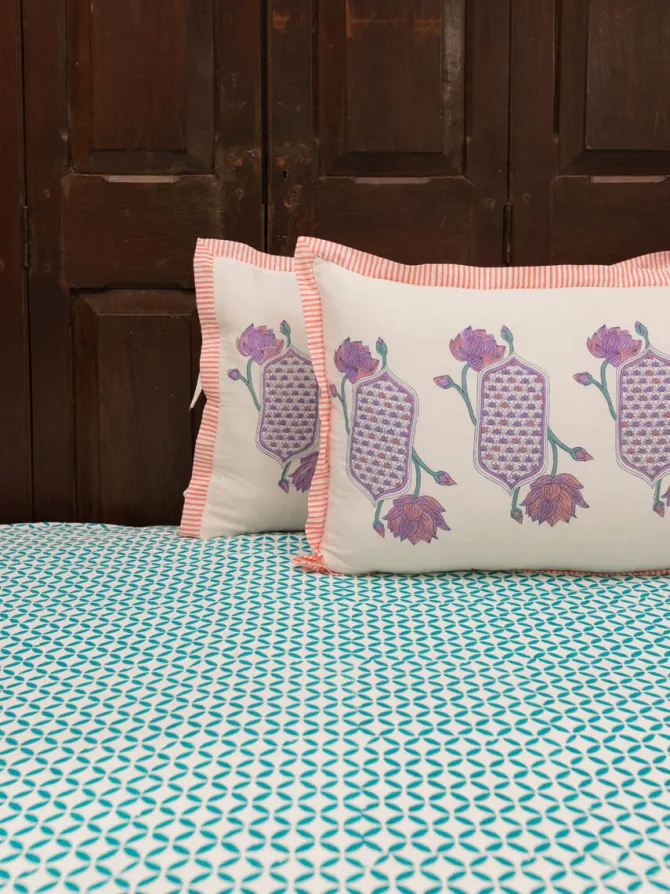 Padma Hand Block Printed Cotton Bed Sheet