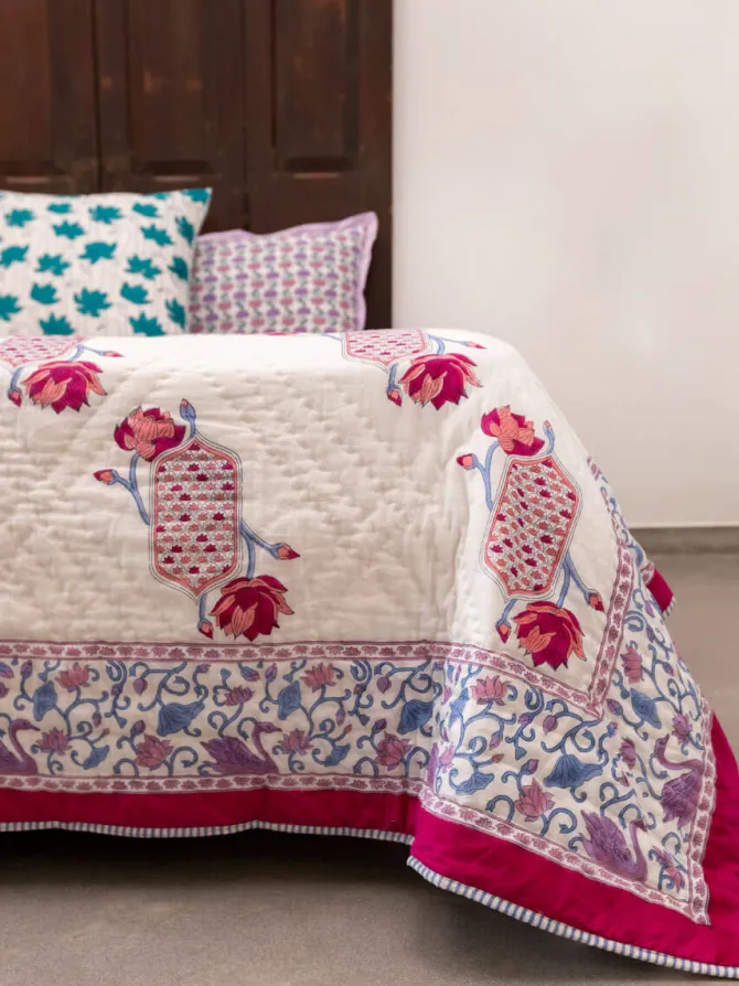 Padmaja Block Printed Cotton Quilt