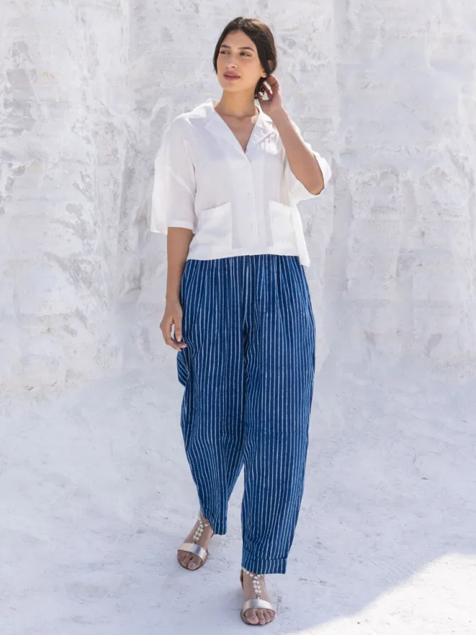 Pearl White Slub Shirt Top - Comfort Fit