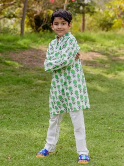 Phulwari Organic Cotton Block Printed Kurta