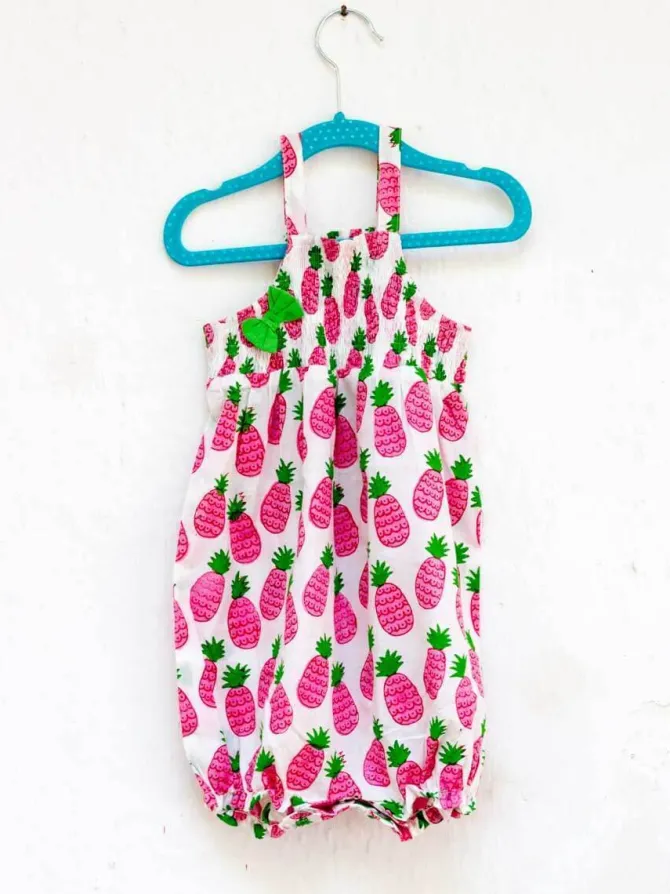 Pineapple Crush Organic Cotton Block Printed Romper