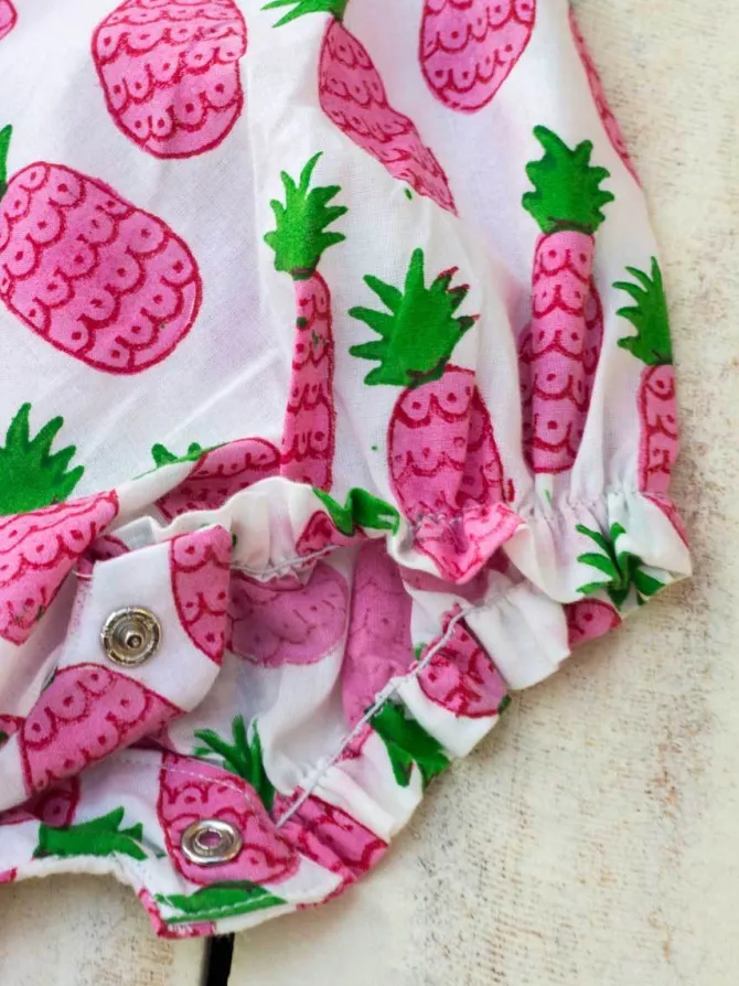 Pineapple Crush Organic Cotton Block Printed Romper