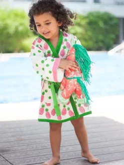 Pineapple Melody Block Printed Waffle Cotton Bath Robe