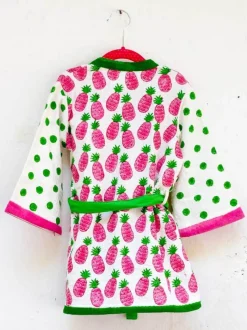 Pineapple Melody Block Printed Waffle Cotton Bath Robe