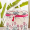 Pink Garden Cotton Travel Vanity Case