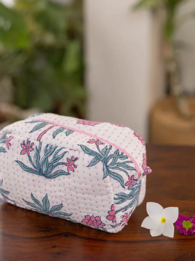 Pink Garden Cotton Travel Case