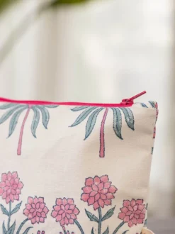 Pink Garden Cotton Travel Pouch