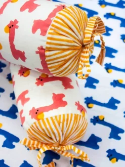 Pink Giraffe Organic Cotton Infant Bolster Cover - Set of 2