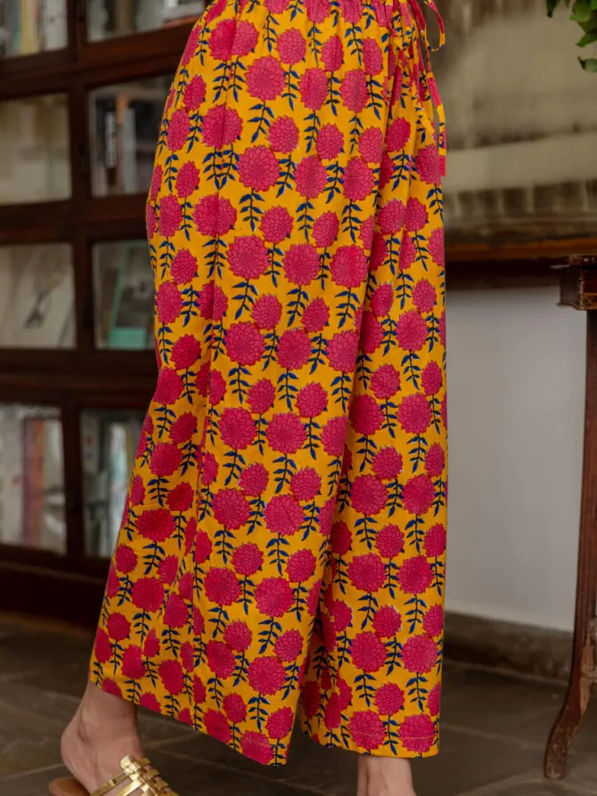 Pink Lily Cotton Palazzo Pants