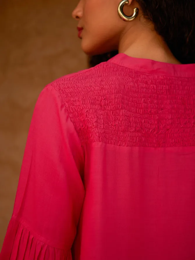 Pink Modal Smocking Top