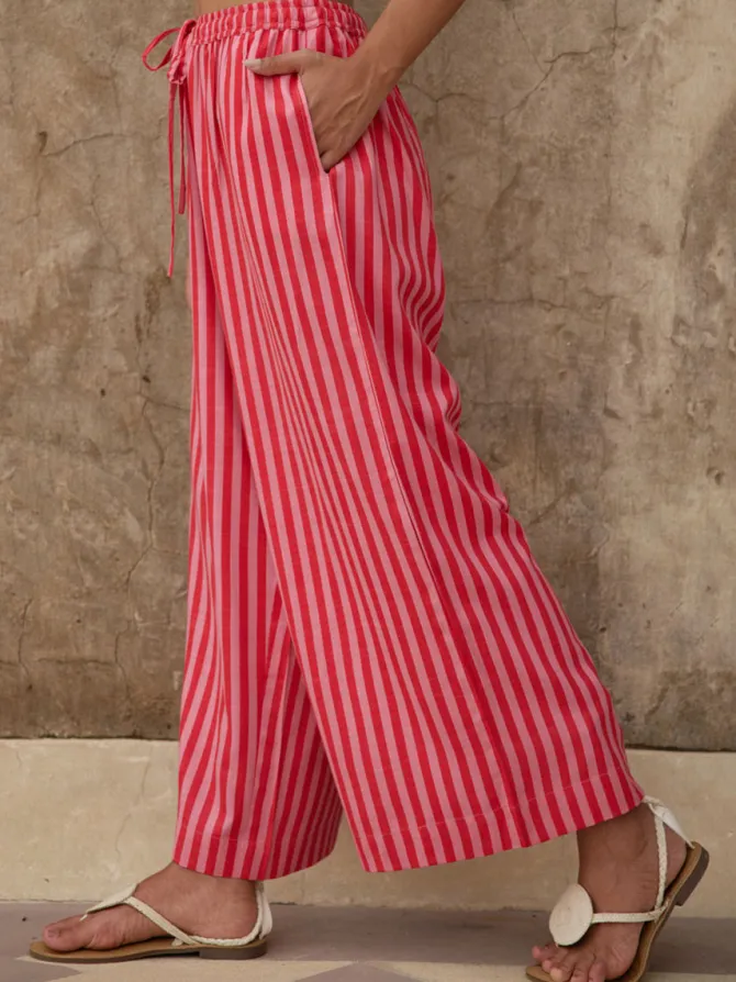 Pink Stripes Palazzo Pants
