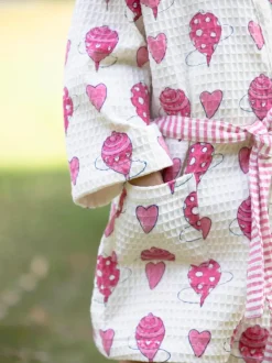 Polly Block Printed Waffle Cotton Bath Robe