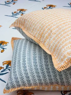 Pookalam Floral Block Printed Cotton Bedsheet