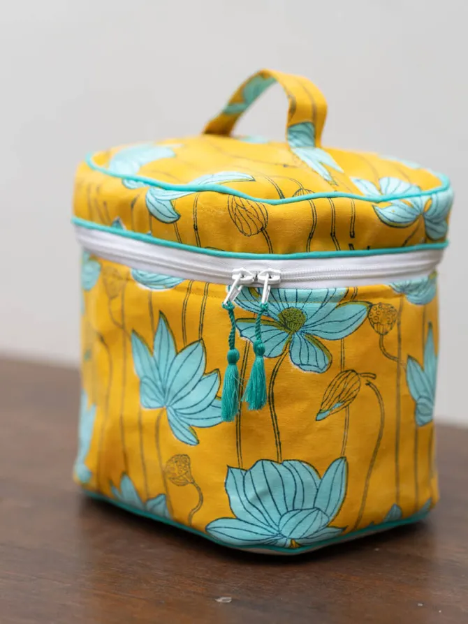 Pratidhi Block Printed Cotton Travel Vanity Case