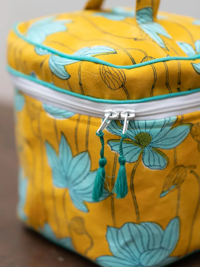 Pratidhi Block Printed Cotton Travel Vanity Case