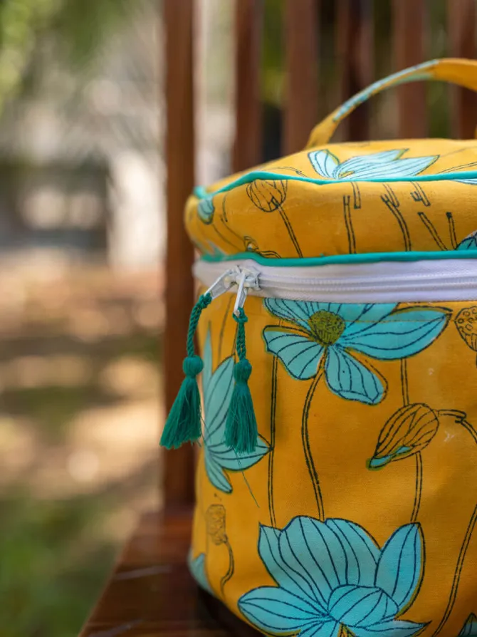 Pratidhi Block Printed Cotton Travel Vanity Case
