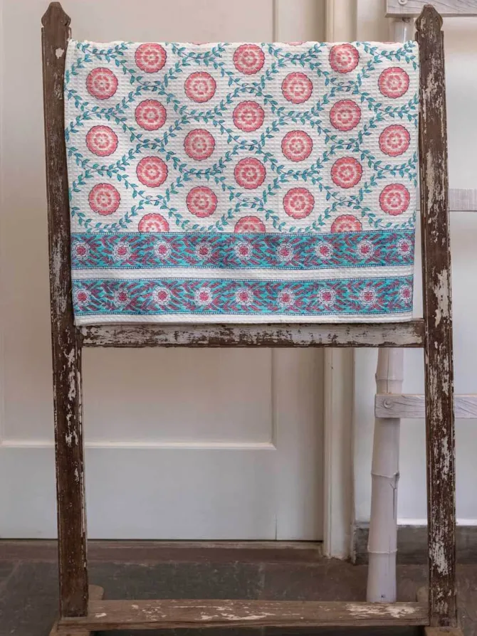 Primrose Hand Block Print Cotton Bath Towel