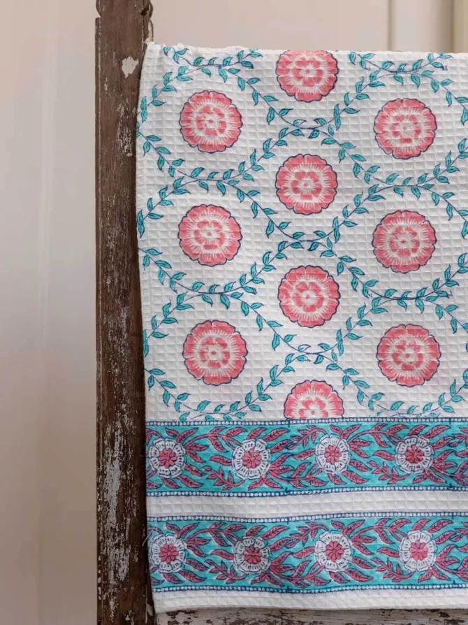 Primrose Hand Block Print Cotton Bath Towel