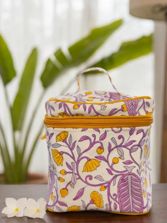 Purple Pine Cotton Travel Vanity Case
