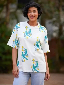 Pyara Mitthu Hand Block Printed Comfort Fit T-shirt