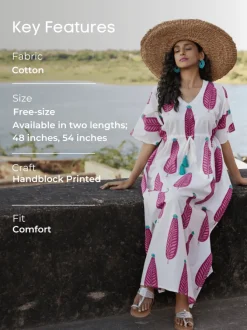 Rachel Hand Block Printed Cotton Kaftan