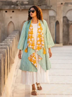 Rahi Block Printed Waterfall Reversible Shrug