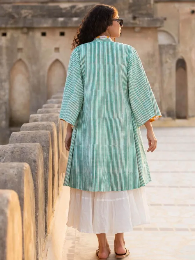 Rahi Block Printed Waterfall Reversible Shrug