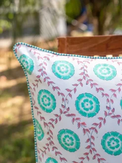Rajnigandha Block Printed Cotton Cushion Cover - 24 Inch