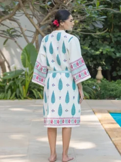 RimJhim Block Printed Cotton Bath Robe