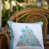 Romantic Lavender Block Printed Cotton Cushion Cover - 16 Inch