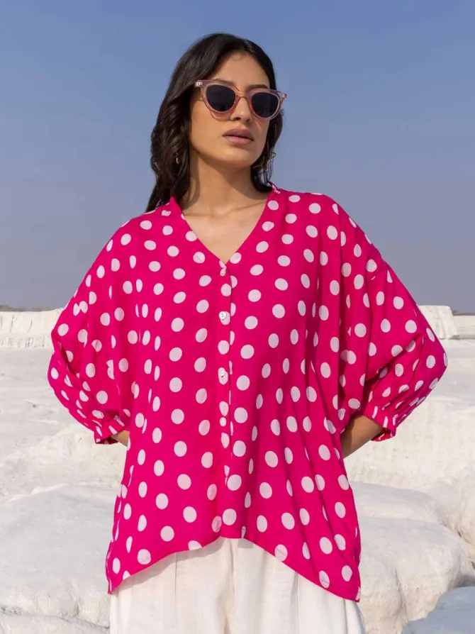 Rose Pink Modal Kaftan Top - Comfort Fit